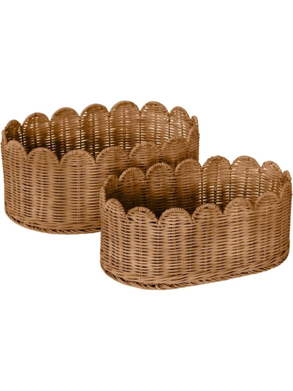 Premium Scalloped Storage Basket Set of 2 - Stylish Organizers for Home Decor